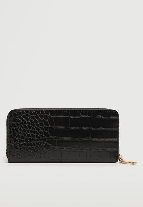 MANGO - Croc-effect wallet - black