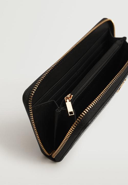 MANGO - Croc-effect wallet - black