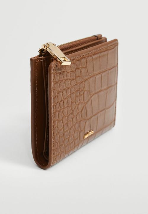 MANGO - Croc-effect wallet - brown