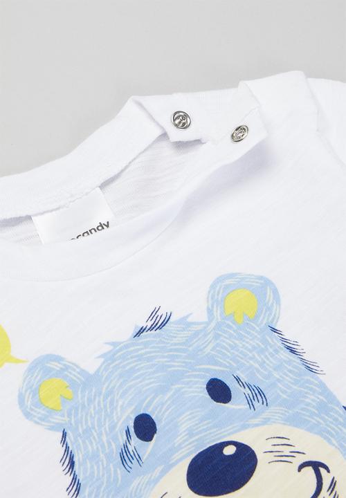 Pop Candy - Baby boys bear tee - white