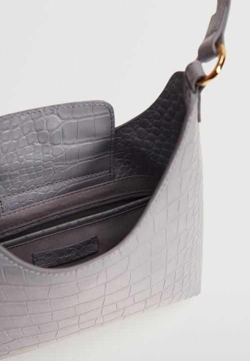 MANGO - Croc-effect baguette bag - lilac