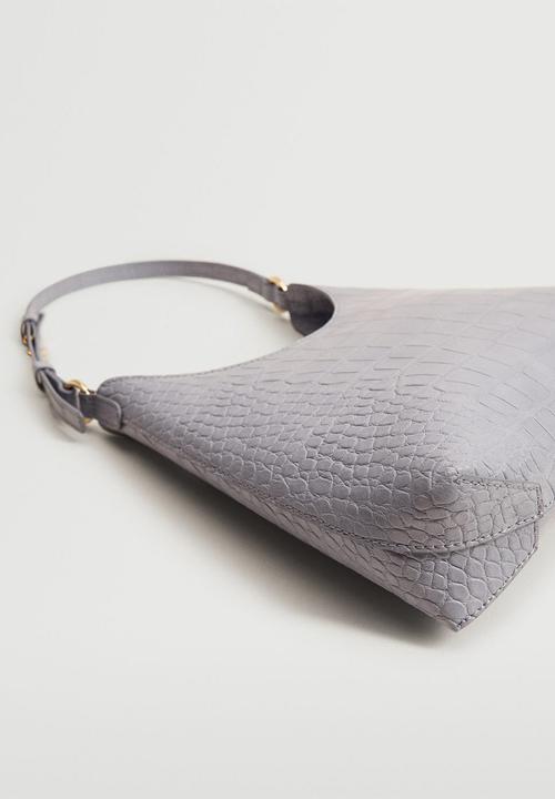 MANGO - Croc-effect baguette bag - lilac