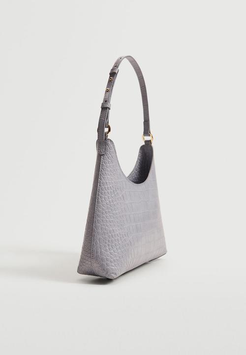 MANGO - Croc-effect baguette bag - lilac
