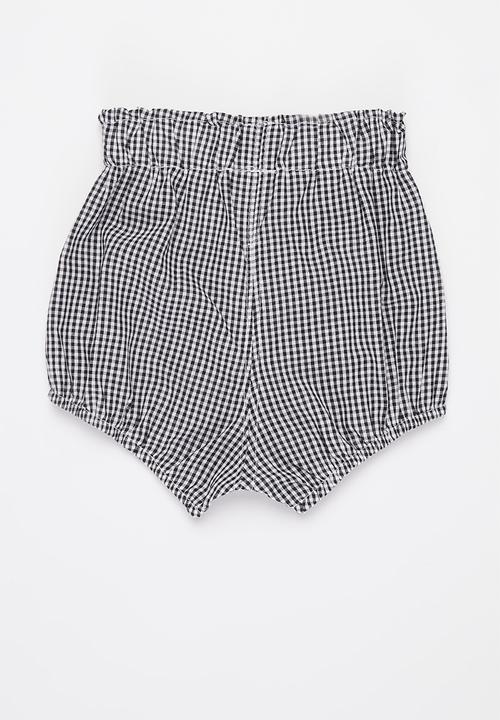 Pop Candy - Baby boys elastic waist shorts - black & white 