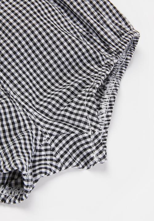 Pop Candy - Baby boys elastic waist shorts - black & white 