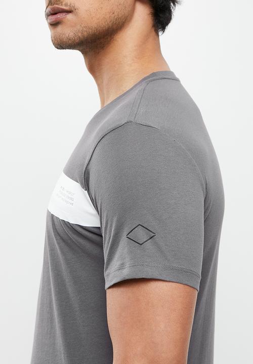 Replay - Printed line chest tee - grey