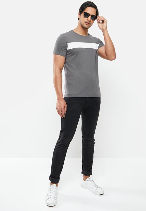 Replay - Printed line chest tee - grey