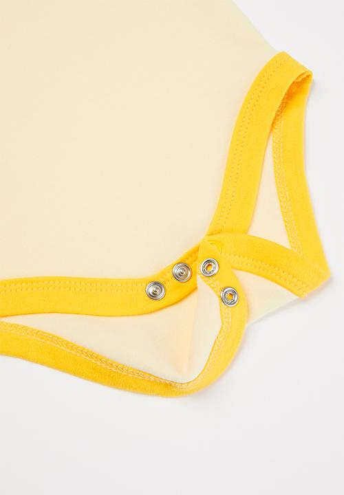 Pop Candy - Baby boys 3 pack animal bodyvests - yellow