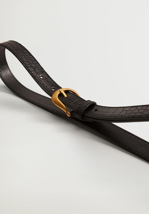 MANGO - Crocodile effect belt - black