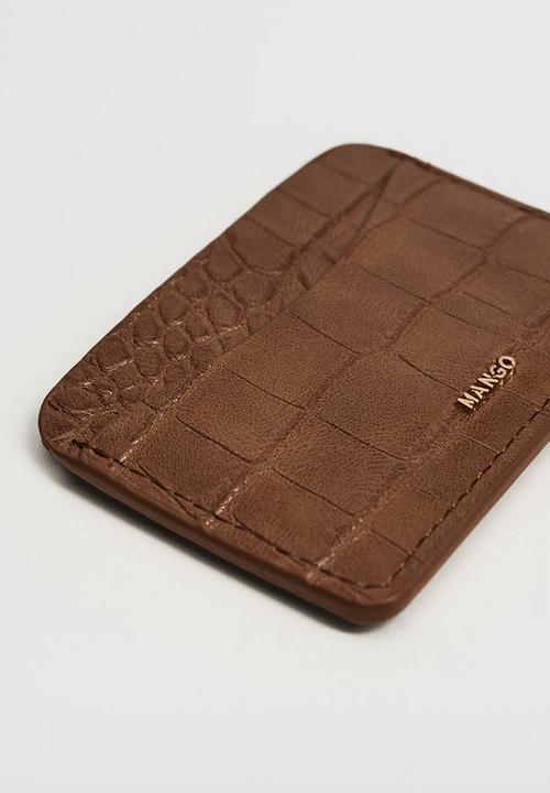 MANGO - Croc-effect card holder - brown