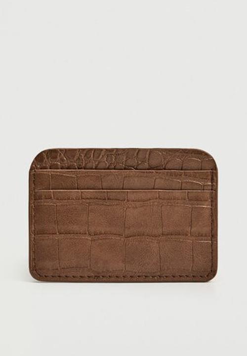 MANGO - Croc-effect card holder - brown