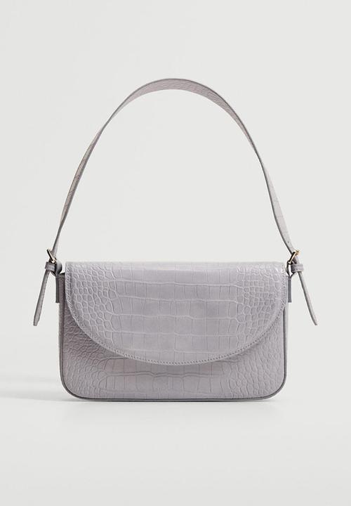 MANGO - Croc-effect baguette bag - lilac