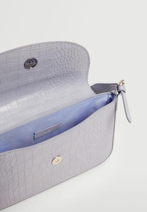 MANGO - Croc-effect baguette bag - lilac