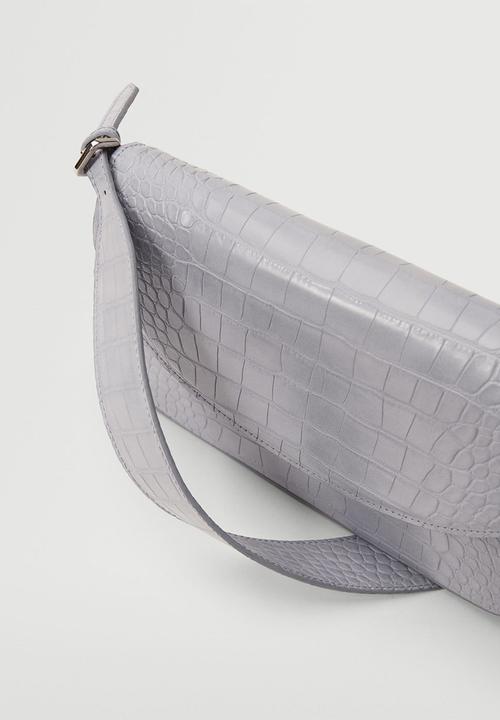 MANGO - Croc-effect baguette bag - lilac