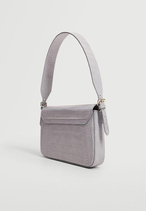 MANGO - Croc-effect baguette bag - lilac