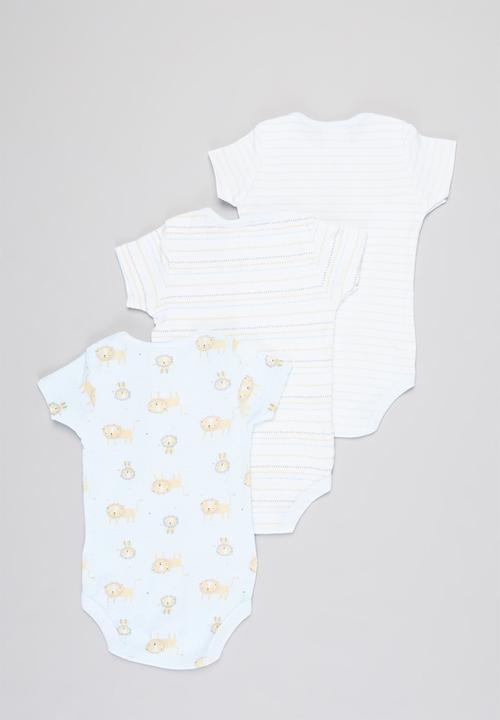 Pop Candy - Baby boys tiger bodyvests - blue & white 