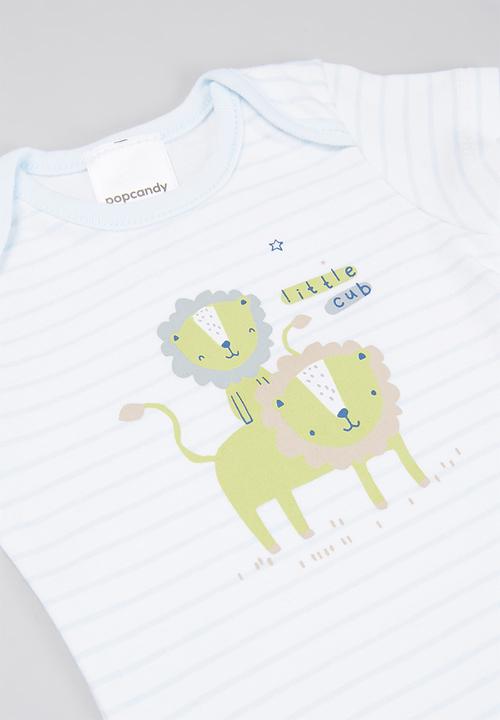 Pop Candy - Baby boys tiger bodyvests - blue & white 