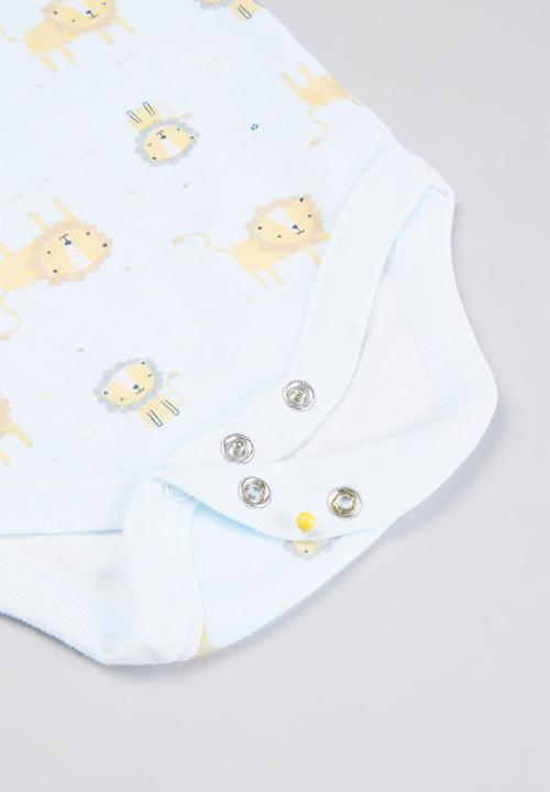 Pop Candy - Baby boys tiger bodyvests - blue & white 