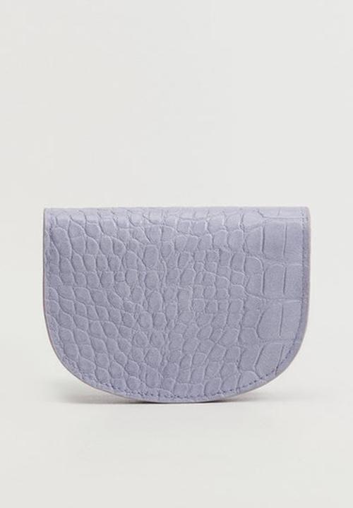 MANGO - Croc-effect flap purse - lilac