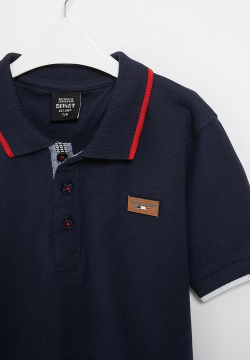 SOVIET - B cordova boys short sleeve pique golfer - navy