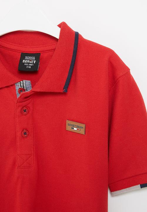 SOVIET - B cordova boys short sleeve pique golfer - red