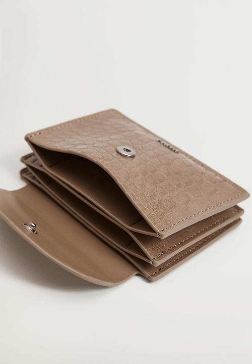 MANGO - Croc-effect card holder - medium brown
