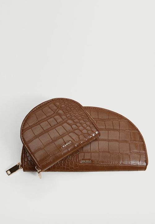 MANGO - Croc-effect wallet - brown