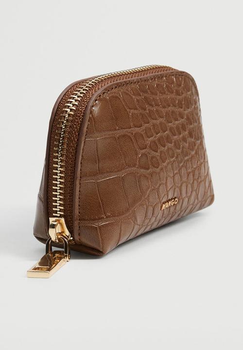 MANGO - Croc-effect wallet - brown