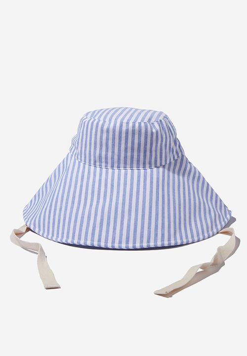 Rubi - Alice wide brim sun hat - washed blue stripe