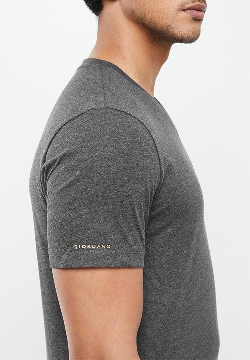 Giordano - Solid V-neck base tee - grey 