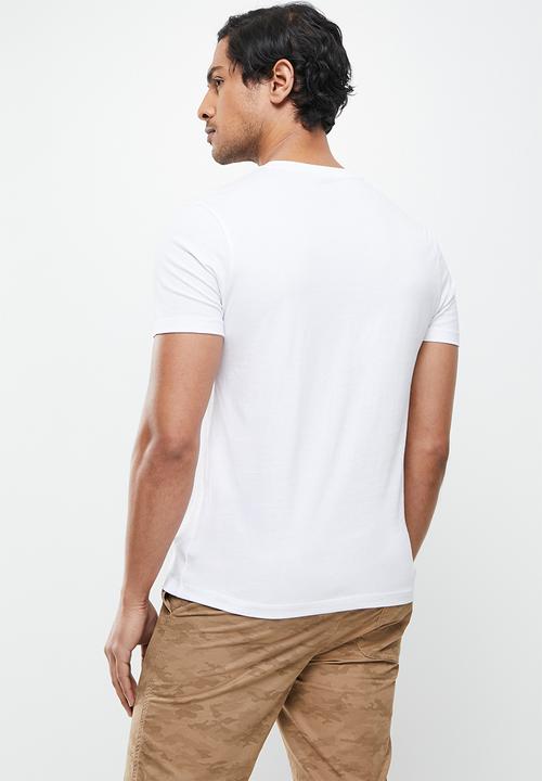 Giordano - Solid V-neck base tee - white 