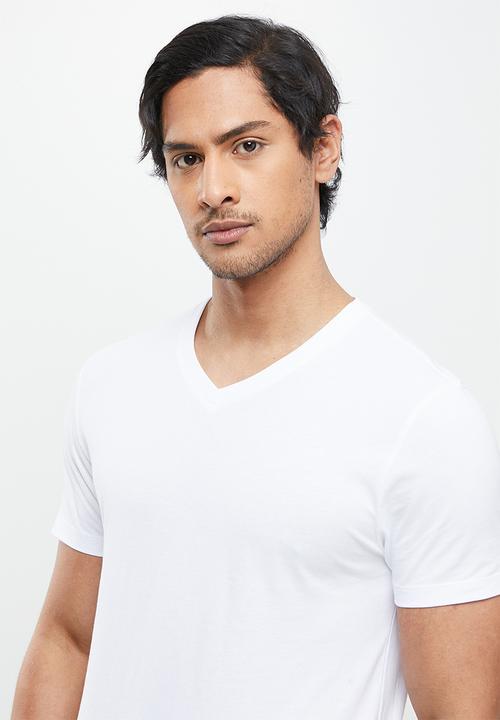 Giordano - Solid V-neck base tee - white 