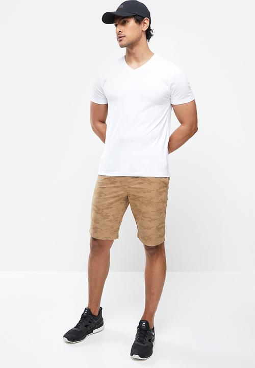 Giordano - Solid V-neck base tee - white 