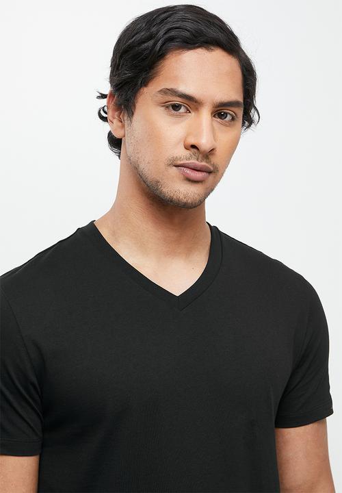 Giordano - Solid V-neck base tee - black 