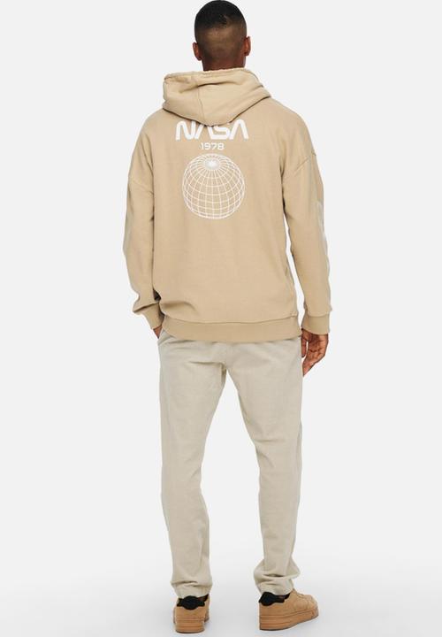 Only & Sons - Nasa life rlx sweat hoodie - stone