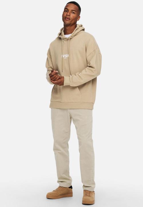 Only & Sons - Nasa life rlx sweat hoodie - stone