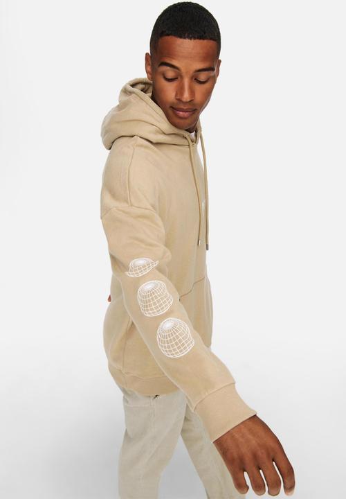 Only & Sons - Nasa life rlx sweat hoodie - stone
