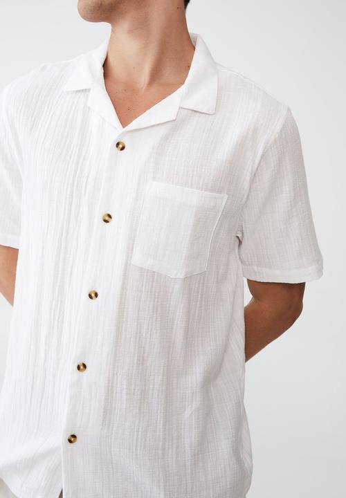 Cotton On - Riviera short sleeve shirt - white