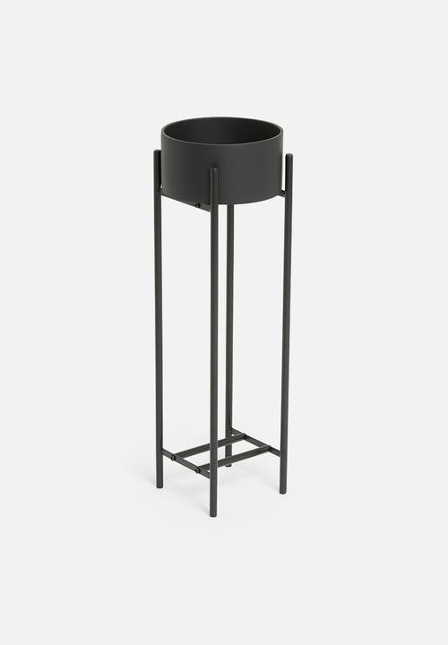 Sixth Floor - Small metal planter with polyresin pot - matte black