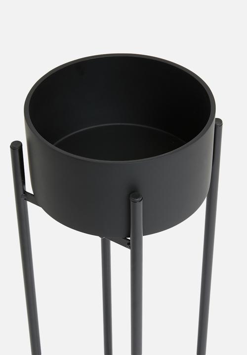 Sixth Floor - Small metal planter with polyresin pot - matte black