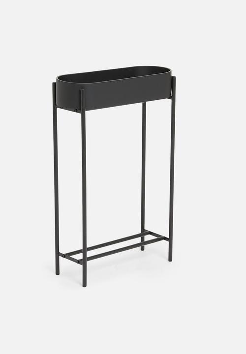 Sixth Floor - Large metal planter with polyresin pot - matte black