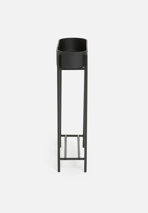 Sixth Floor - Large metal planter with polyresin pot - matte black