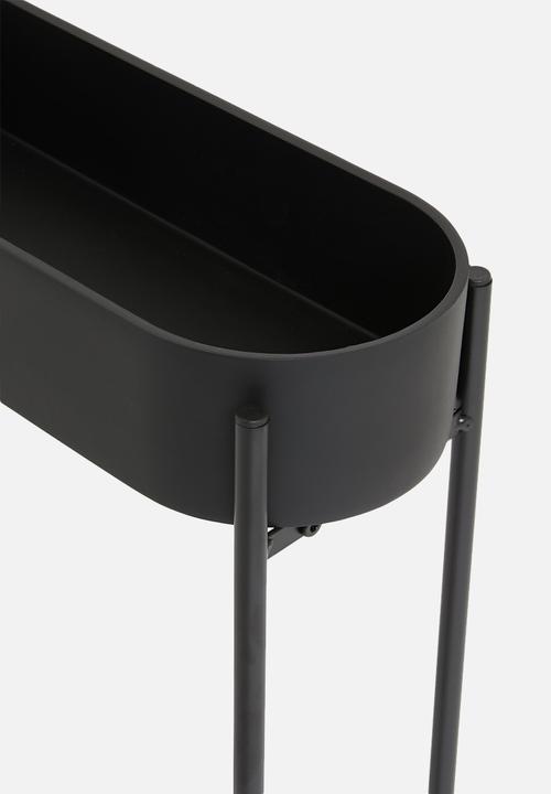 Sixth Floor - Large metal planter with polyresin pot - matte black