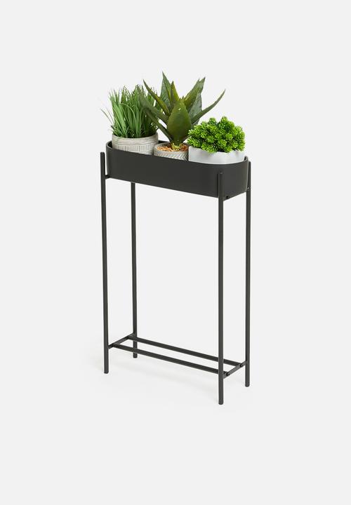 Sixth Floor - Large metal planter with polyresin pot - matte black