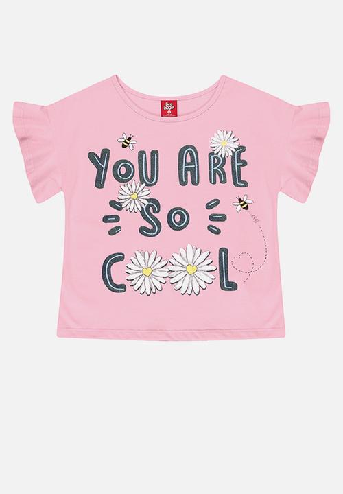 Bee Loop - Girls tee & sunflower shorts set - pink