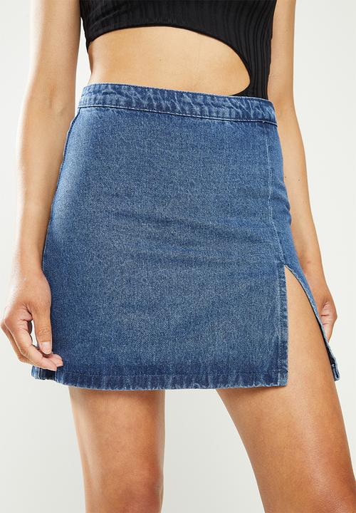 Missguided - Single split mini skirt - dark blue