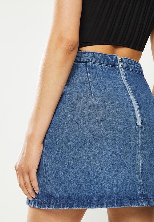 Missguided - Single split mini skirt - dark blue