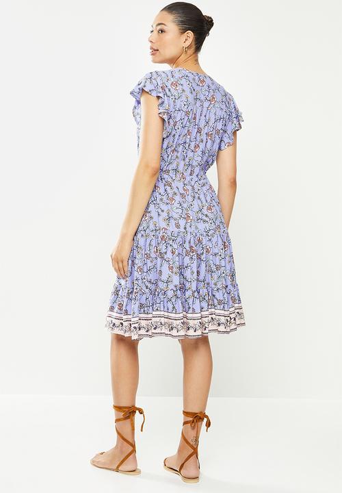 Revenge - Floral print swing dress - blue