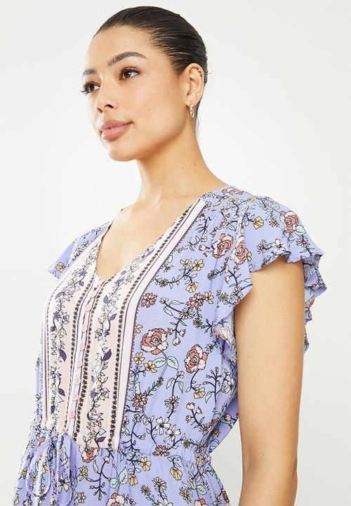 Revenge - Floral print swing dress - blue