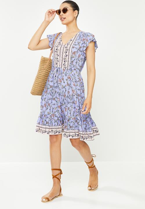 Revenge - Floral print swing dress - blue
